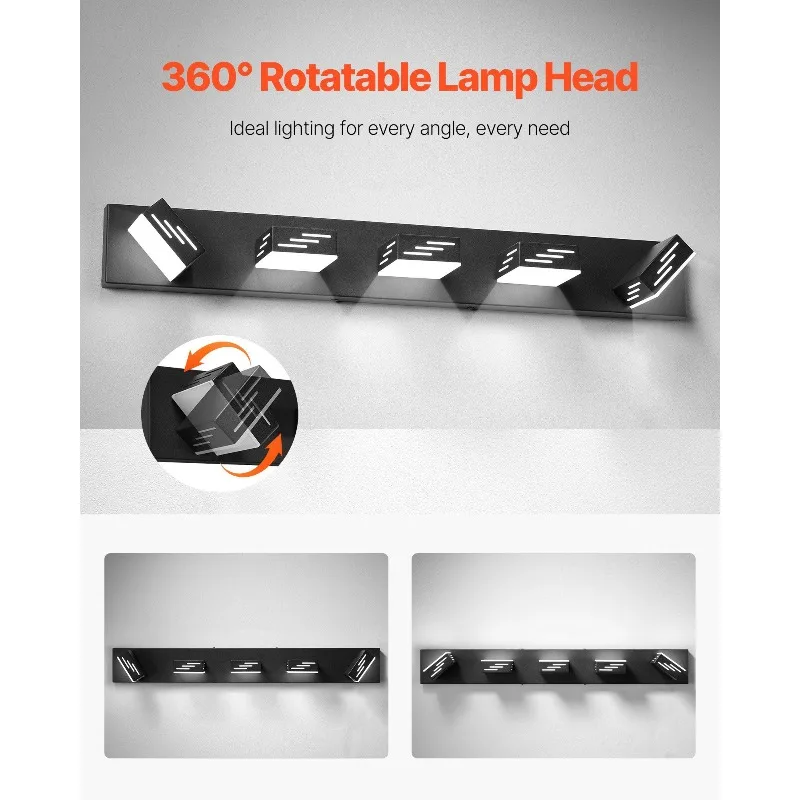 5灯LEDモダンバスルームバニティ照明器具33.46インチ壁掛け照明器具
