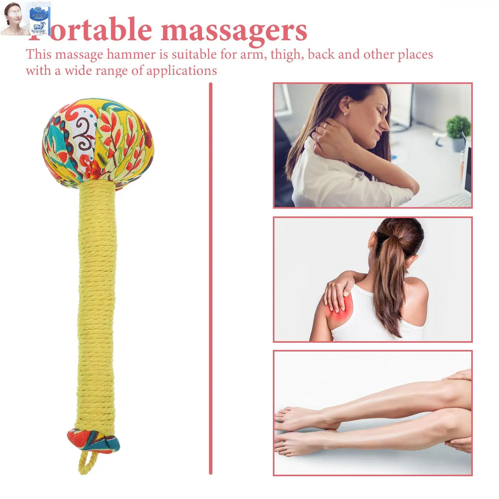 

2Pcs Moxibustion Hammer Practical Handy Portable Wooden Hand-Held Wormwood Hammer Body Massage Hammer Home Massager Back