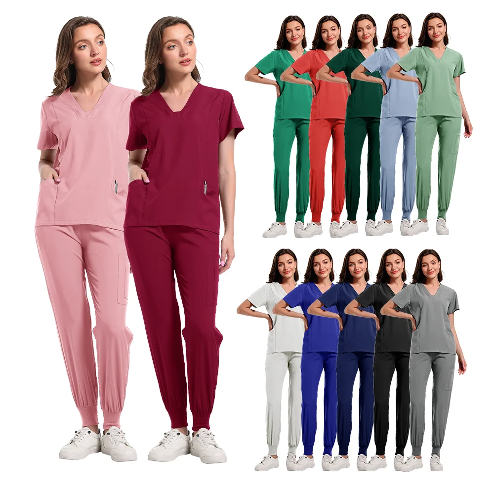 

Professional Women's Nurse Uniform Medical Pants Blouse Sets Surgical Scrubs Beautician Dentist Accessories Large Size Woman Men