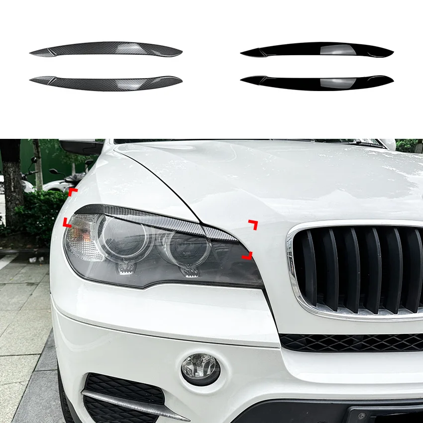 Headlight Eyebrow Sticker For BMW X5 E70 2008-2013 Front Head Light Lamp Cover Trim Headlamp Eyelid Sticker Brow Strip Cover