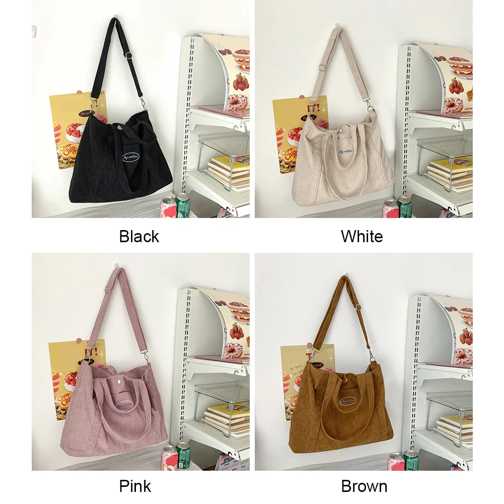 

Women Corduroy Hobo Bag with Inner Pocket Corduroy Tote Bags Soft Versatile Big Capacity Shopping Work Bag