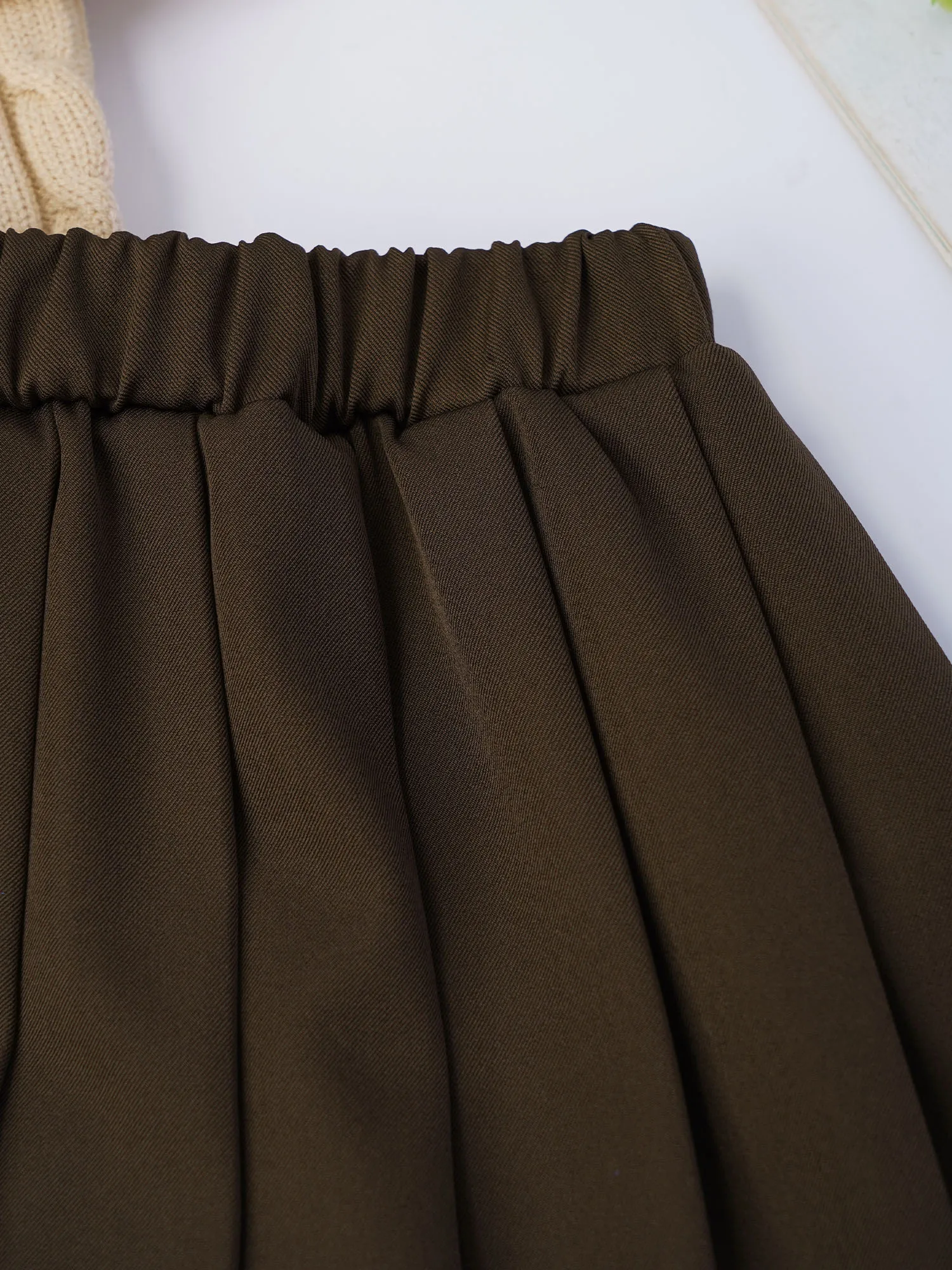 سترة متماسكة على طراز Preppy للأطفال الصغار مع ربطة عنق قميص وخصر مطاطي أو تنورة لربيع الخريف