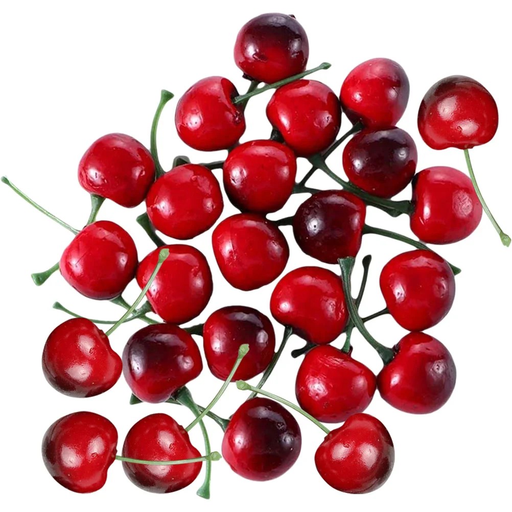 40 Pcs Simulated Fruit Model Artificial Fruits Adornment Decor Showcase Prop Cherry