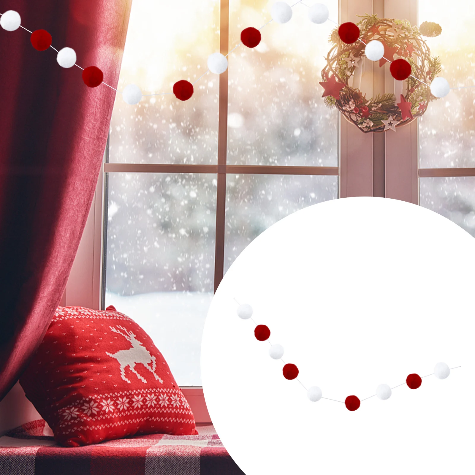 

Felt Holiday Garland Decorations Ball Pompoms for Crafts Garlands Balls Wool Cute Wall Hanging