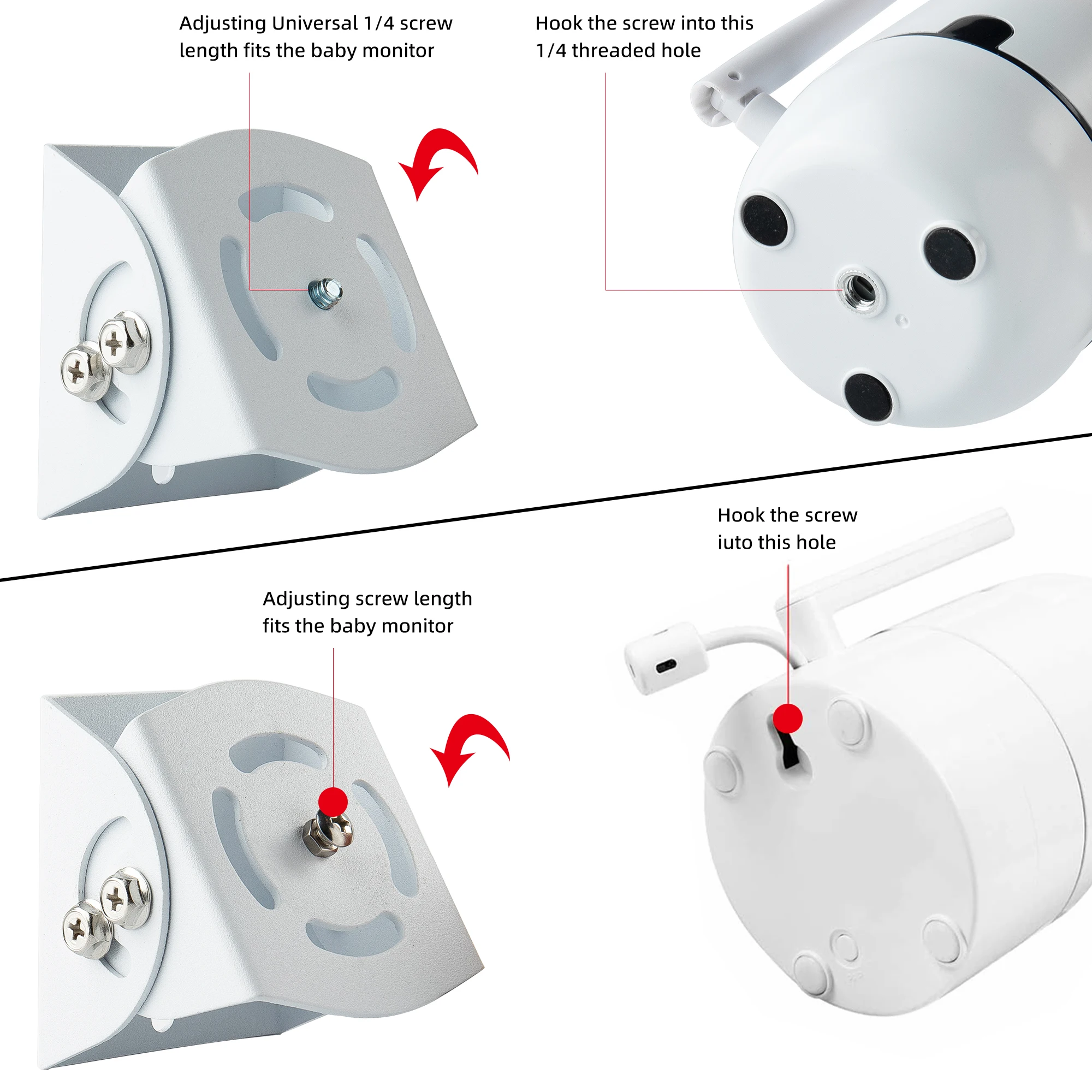 Adjustable Angle Wall Mount Bracket Compatible with Motorola Baby Monitors, Babysense, Hellobaby, Vava, Arlo, and the Most Universal Bracket Hellobaby, Vava, Arlo and Most Universal view 4