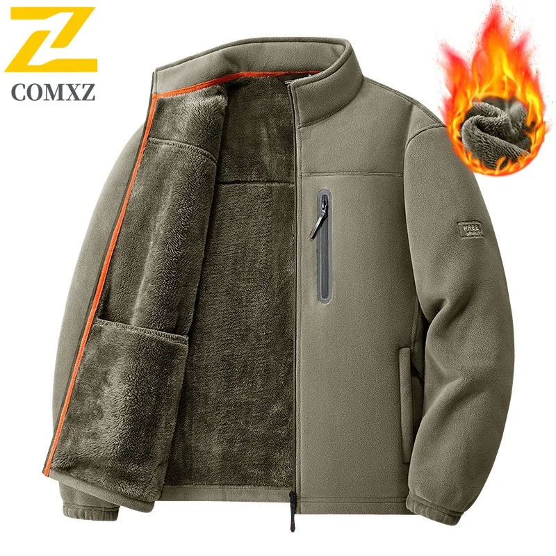 

COMXZ Men Outdoor Baseball Jacket Winter American Style Coat Stand Collar Business Casual Thickened solid color Outerwear 2025