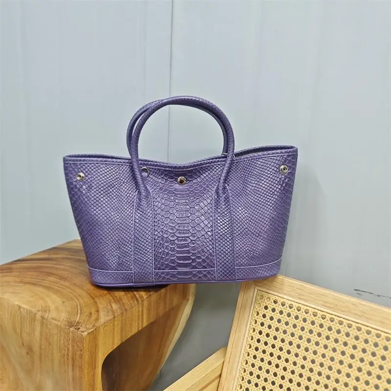 

Top Layer Leather Garden Handbag Large Women's Bag Retro Sle Genuine Leather Handheld Bag for Mothers And Daughters