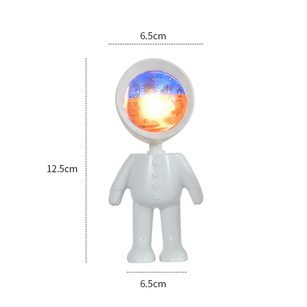 Bateria astronauta robô arco-íris projeção sol lâmpada de mesa luz da noite pôr do sol lâmpada escurecimento infinito quarto atmosfera luz