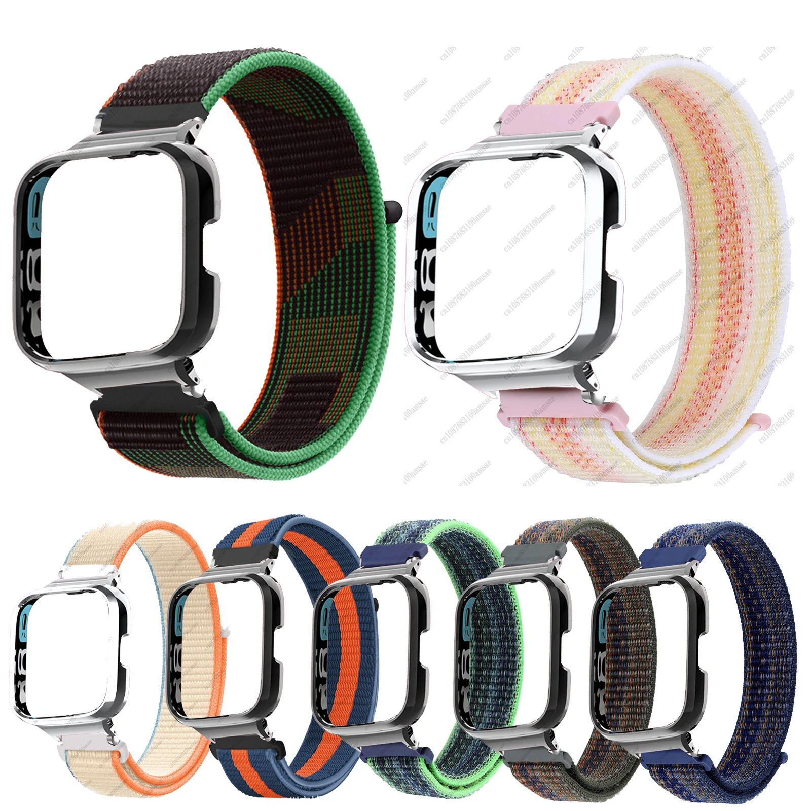 Voor Redmi Horloge 3 Actieve Nylon Lus Riem Metalen Case Protector Voor Redmi Horloge 3 /2 Lite Band Voor Mi Watch Lite Armband Cover