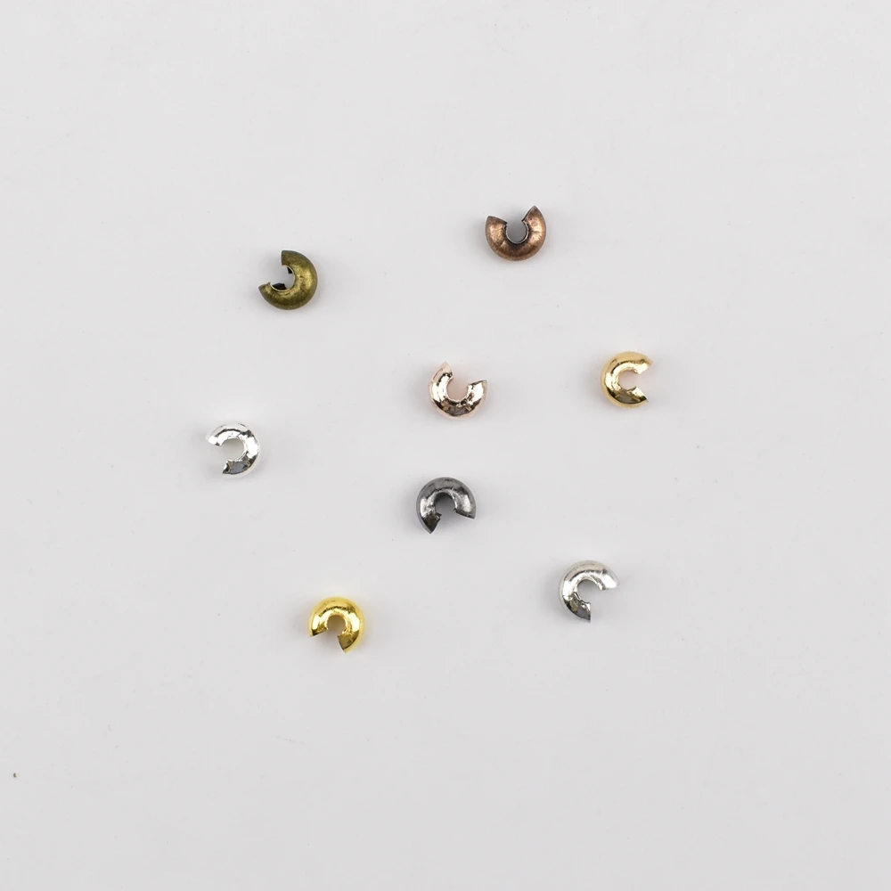 100 Pcs/lot 3 4 5mm Accessories Findings Chain Clip Beads Open Crimp End Stopper Spacer Beads For Jewelry Making Supplies