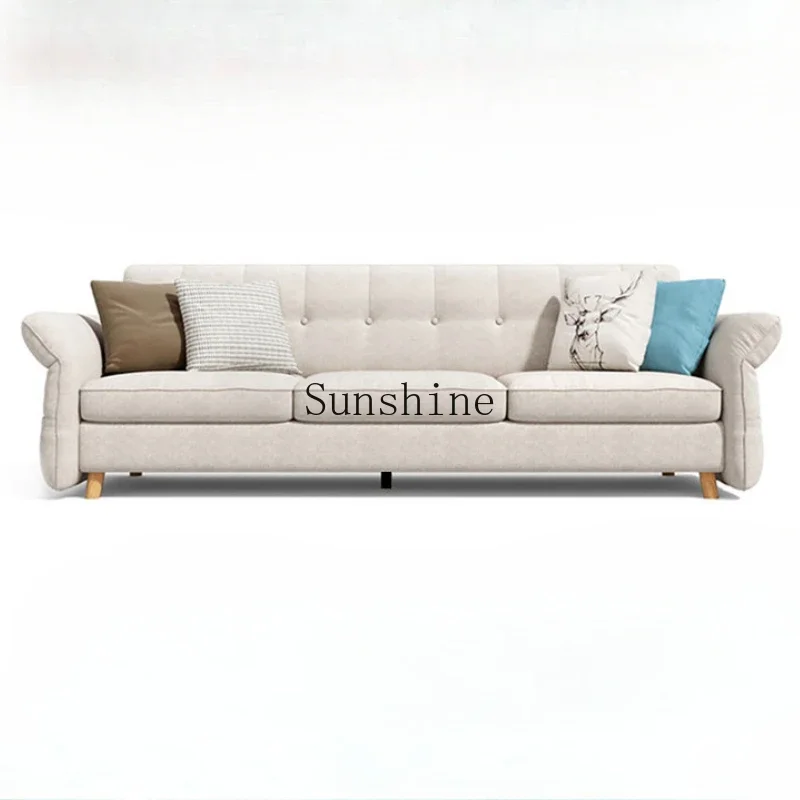 

Simple small apartment living room folding furniture straight row fabric sofa bed