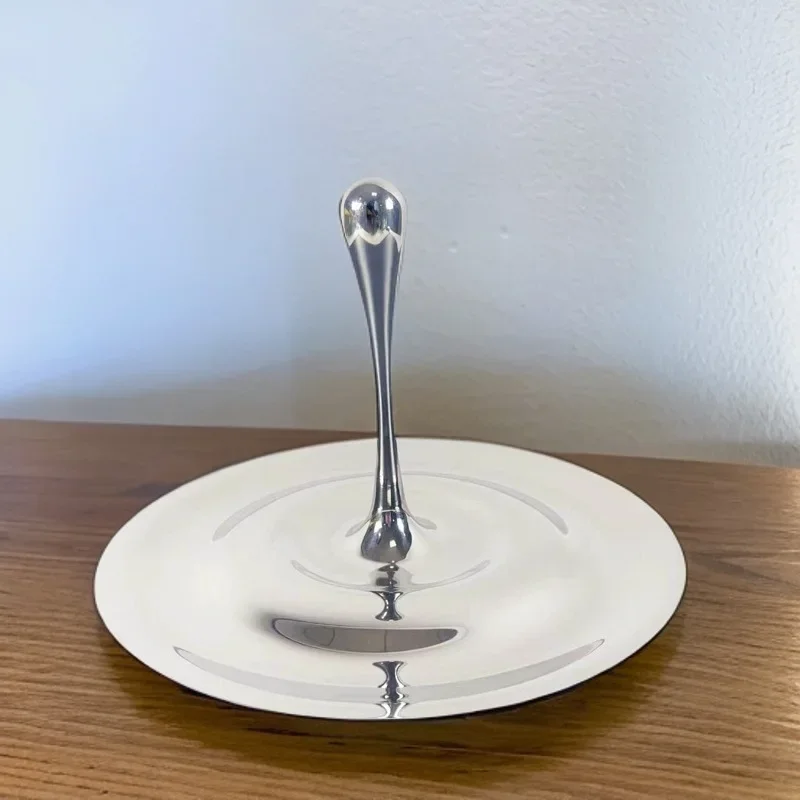 

Creative Droplet Shaped Hand-held Tray, Luxurious Mirror Stainless Steel Tray, Coffee Table, Office Decoration and Storage Tray