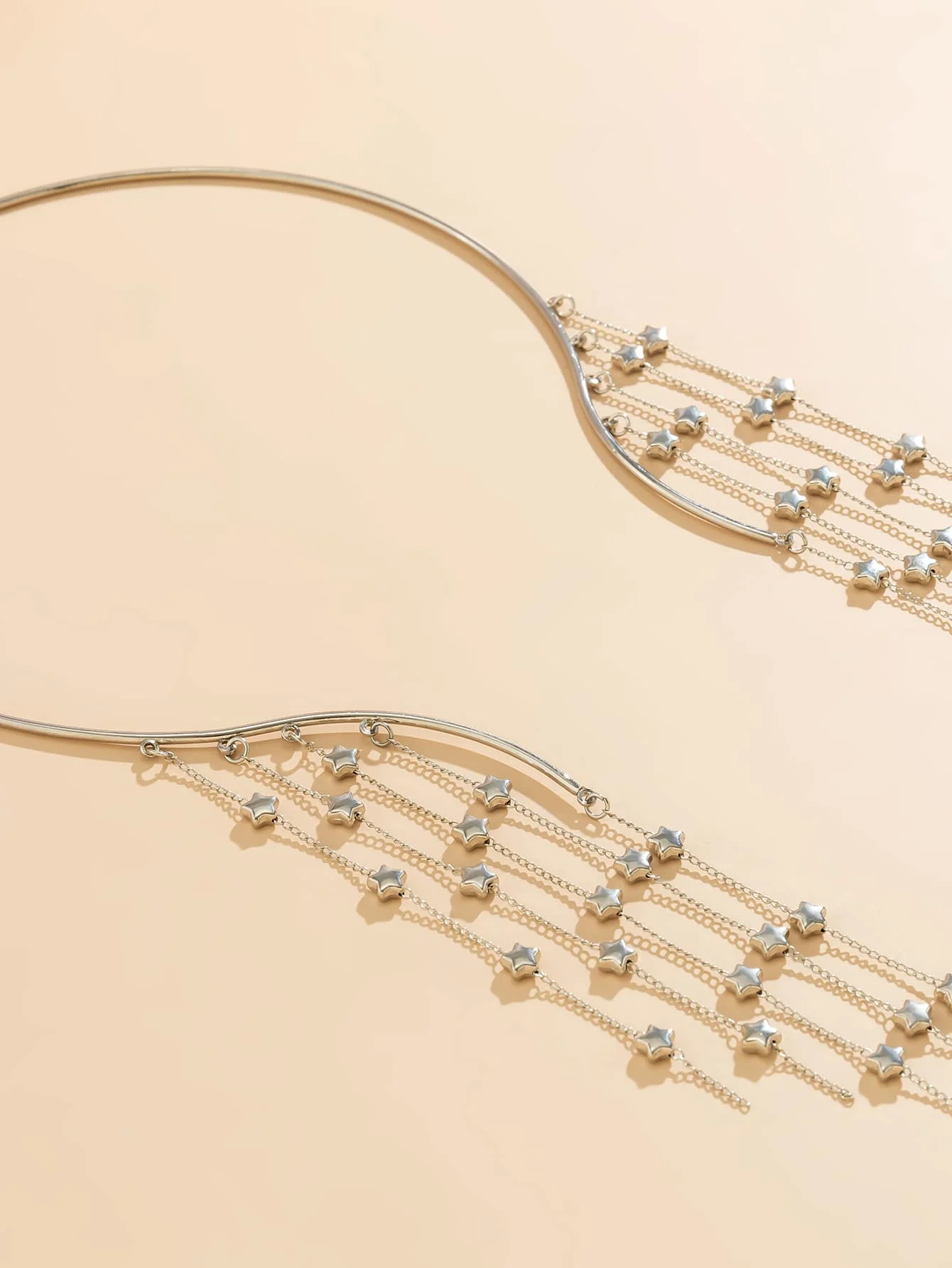 Asymmetrical Star Tassel Charm Necklace For Women