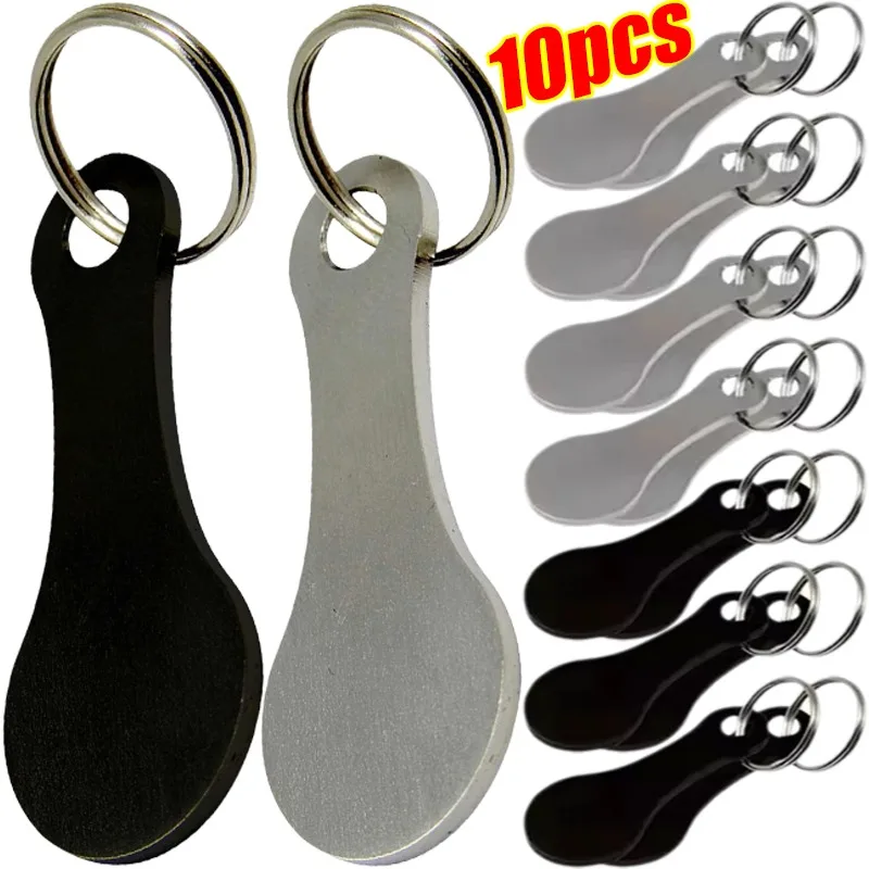 10/1Pcs Shopping Cart Tokens Keychains Trolley Token Universal Small Portable Key Ring Ornament Metal Stainless Steel Decoration