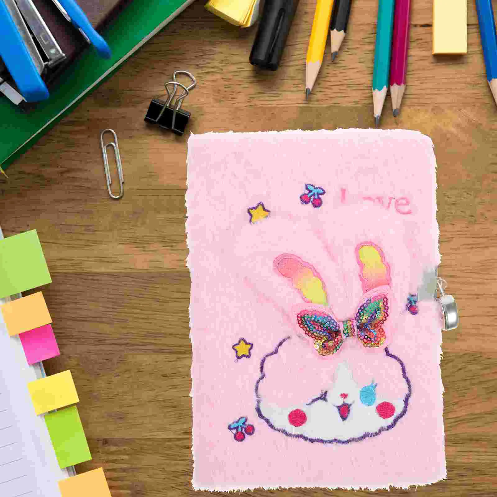 Plush Notebook Notebooks for Girls Multi-function Diary Student Kids Toys Pencil Case Daily Use Cartoon Cover Journal Gifts