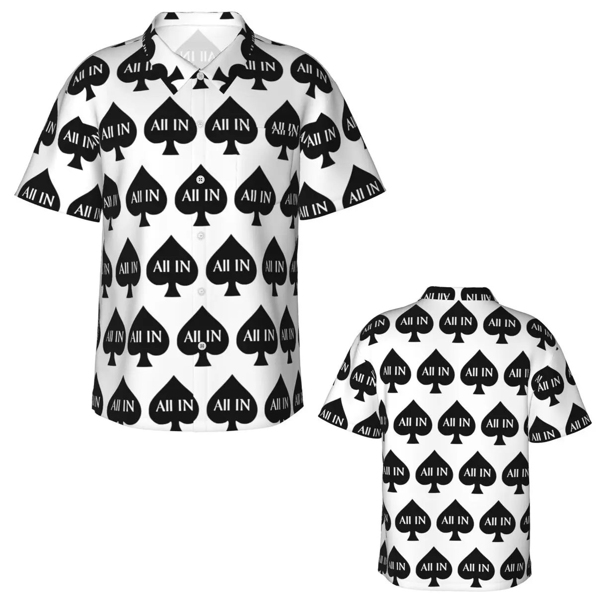 Poker All IN Design For Poker Players Hawaiian Shirts Fashion Men Short Sleeve Shirt for Summer Beach Men's Lapel Tops