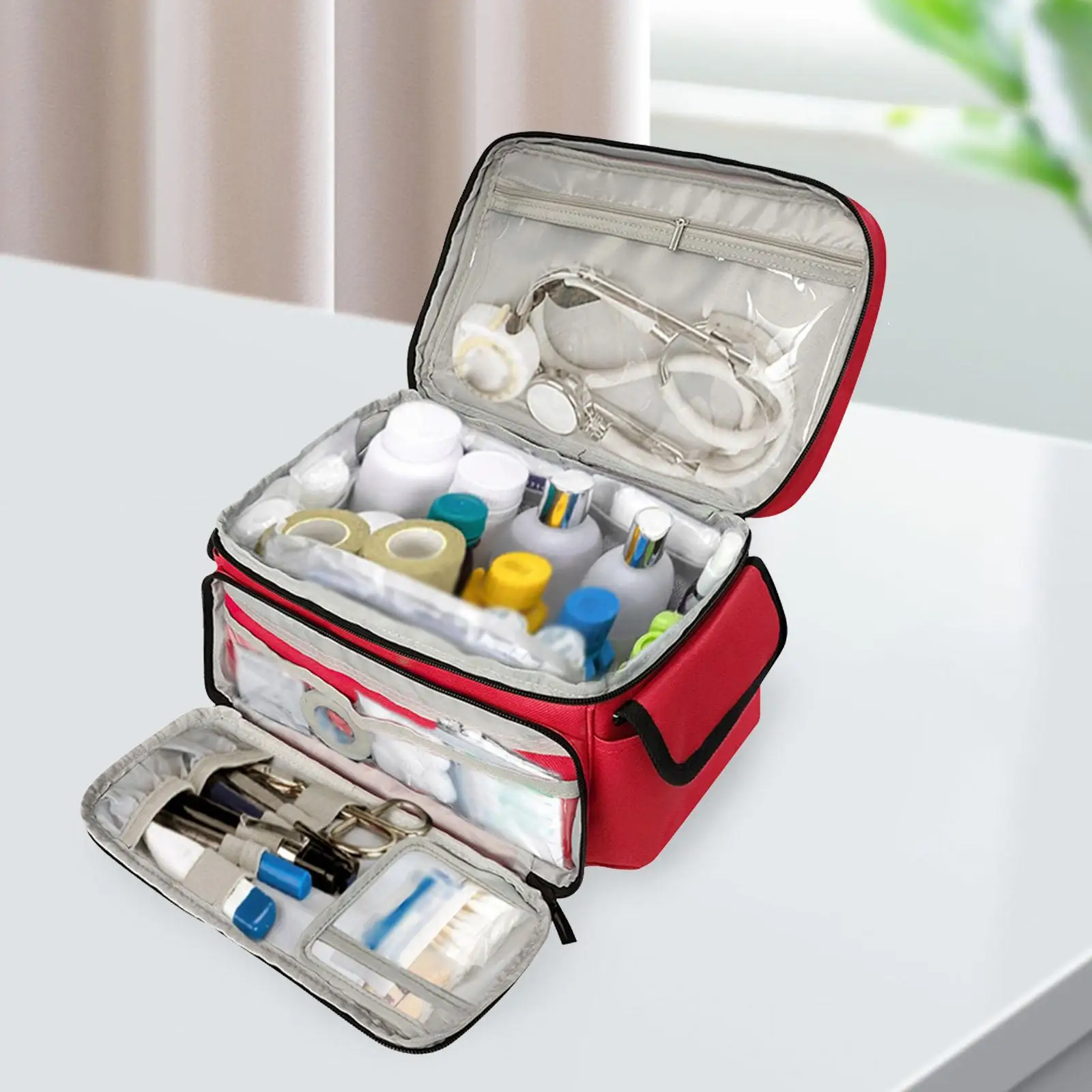 Travel First Aid Bag Empty Medical Supply Holder with Double Zipper and Handle for Family Emergency Kit Storage Home Gym