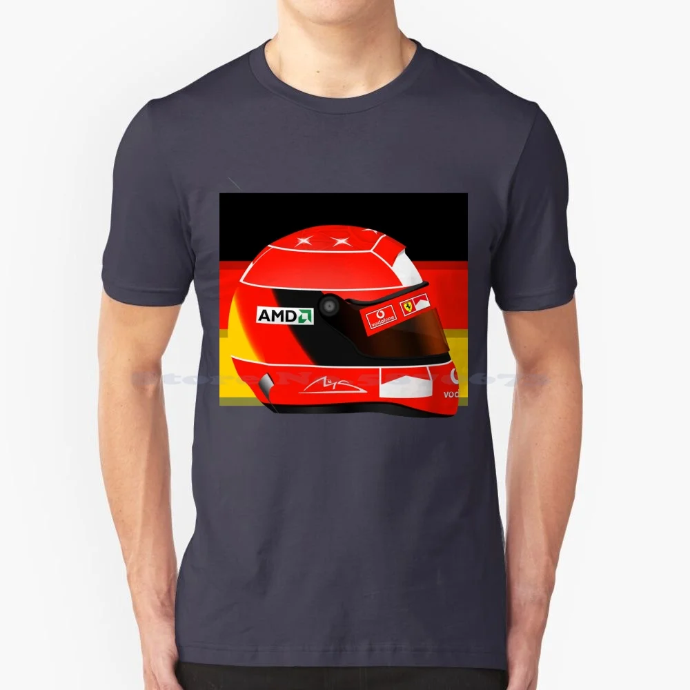 Michael Schumacher Helmet-Design 2 T Shirt 100% Cotton Tee Vettel Sebastian Seb5 Champion Times Scuderia Helmet Mission Winnow