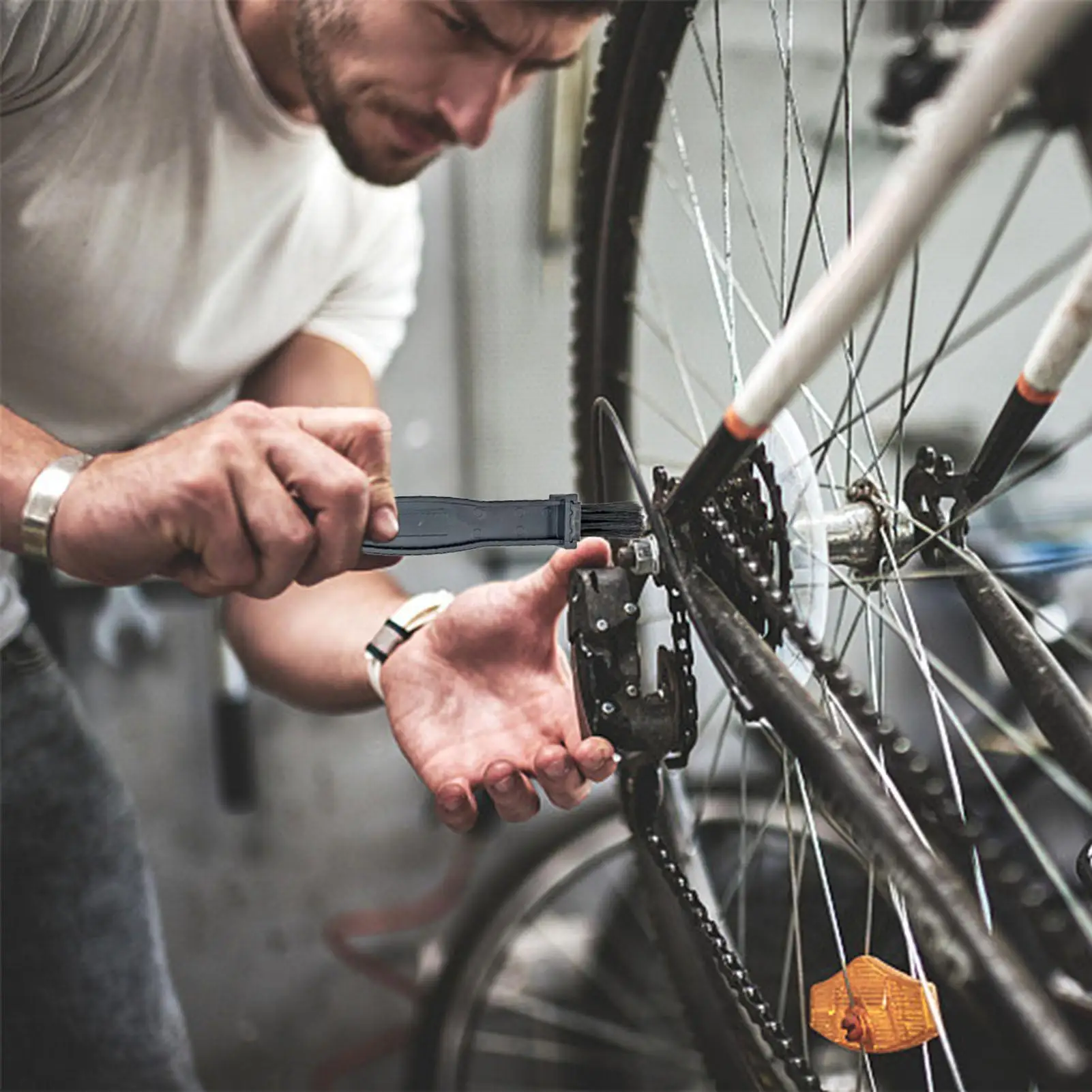 Motorcycle Chain Brush Cleaner Motorcycle Road Bike Chain Clean Brush Bicycle Clean Motorcycle Tools Chain Cleaner Chain Clean view 3