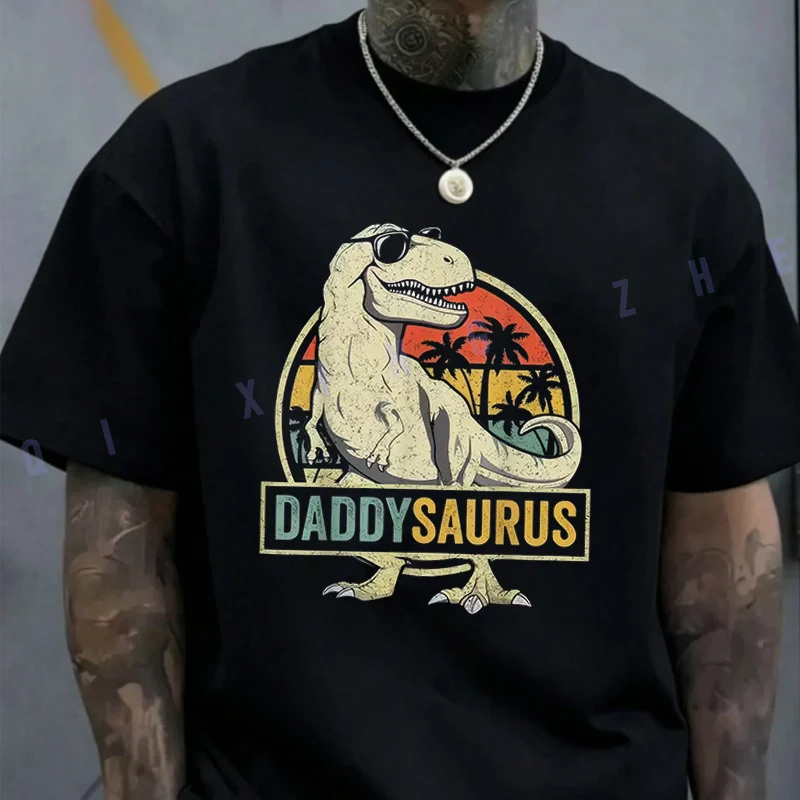 Camiseta Daddysaurus T Rex Dinosaur Daddy Saurus a juego para la familia, camiseta de algodón con cuello redondo y manga corta, camiseta de Moto, camiseta de moda Hip Hop
