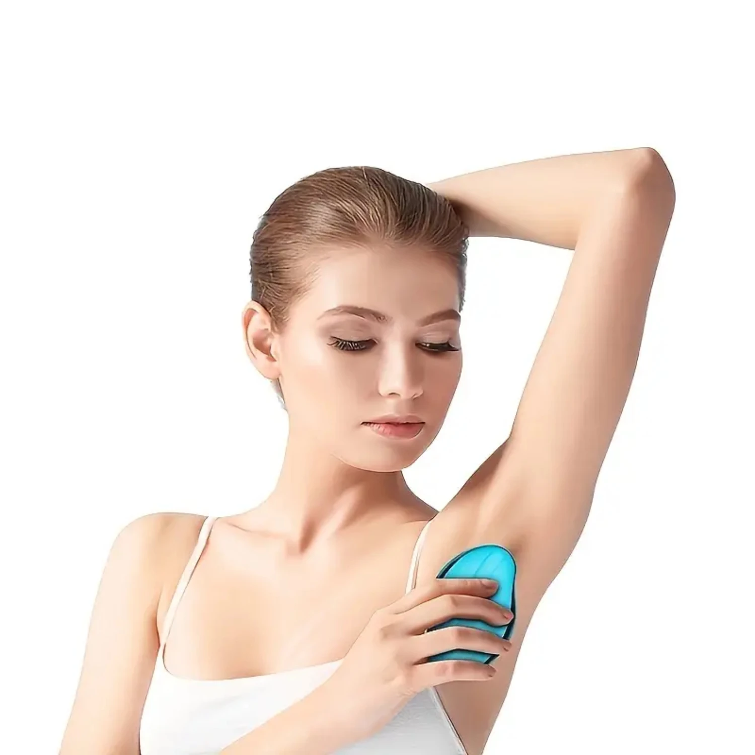 ممحاة شعر كريستالية زرقاء ناعمة وغير مؤلمة للرجال والنساء - أداة إزالة الشعر التقشير - تحقق الجلد الحريري على الساقين والظهر