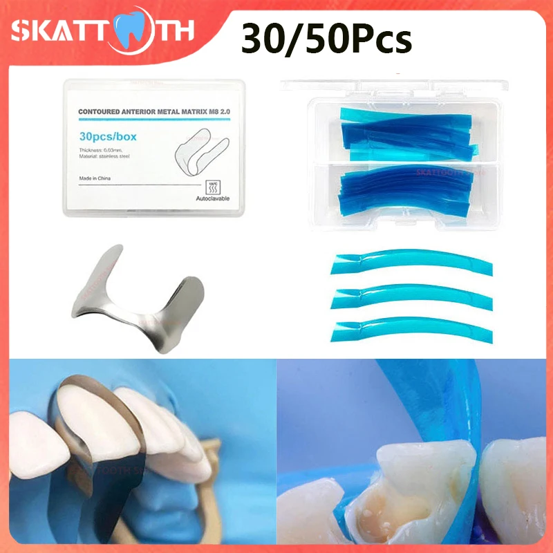

Dental Contoured Anterior Matrix Metal Matrix Bands Blue Strip Resin Restoration Matrix Anterior Twin Matrices Dentist Materials