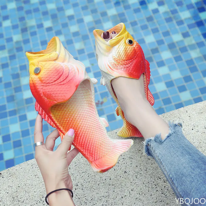 Slippers Man Funny Footwear Family Shoes Parent-child Sandals Plus Size 24-47 Summer Beach Shoes Boys Unisex Fish Slippers 2023