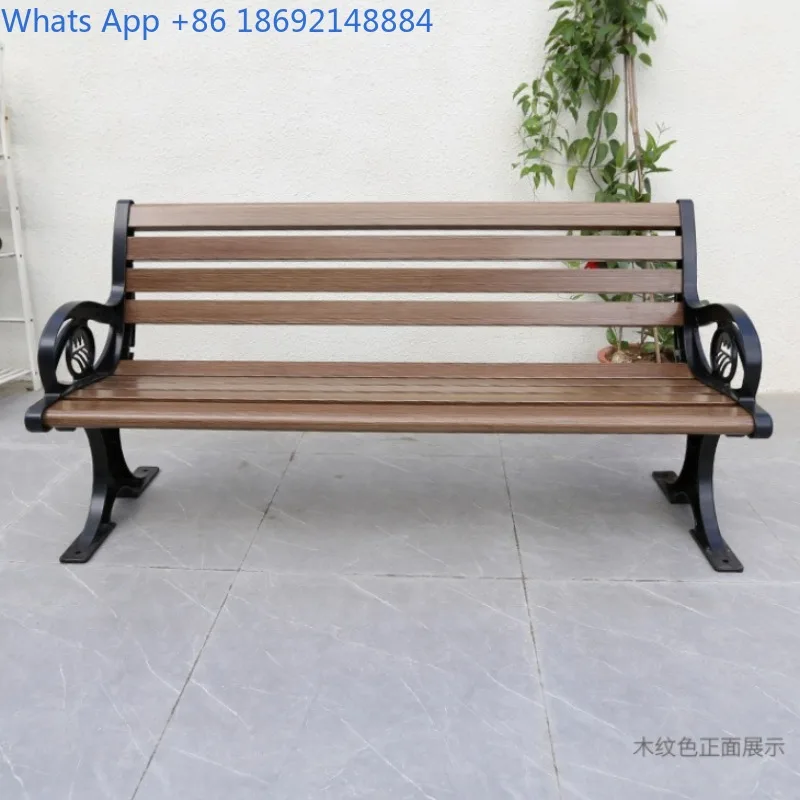 Silla de parque, banco para exteriores, taburete de descanso de aluminio fundido, asiento de respaldo largo para ocio para tres personas, espacio abierto al aire libre