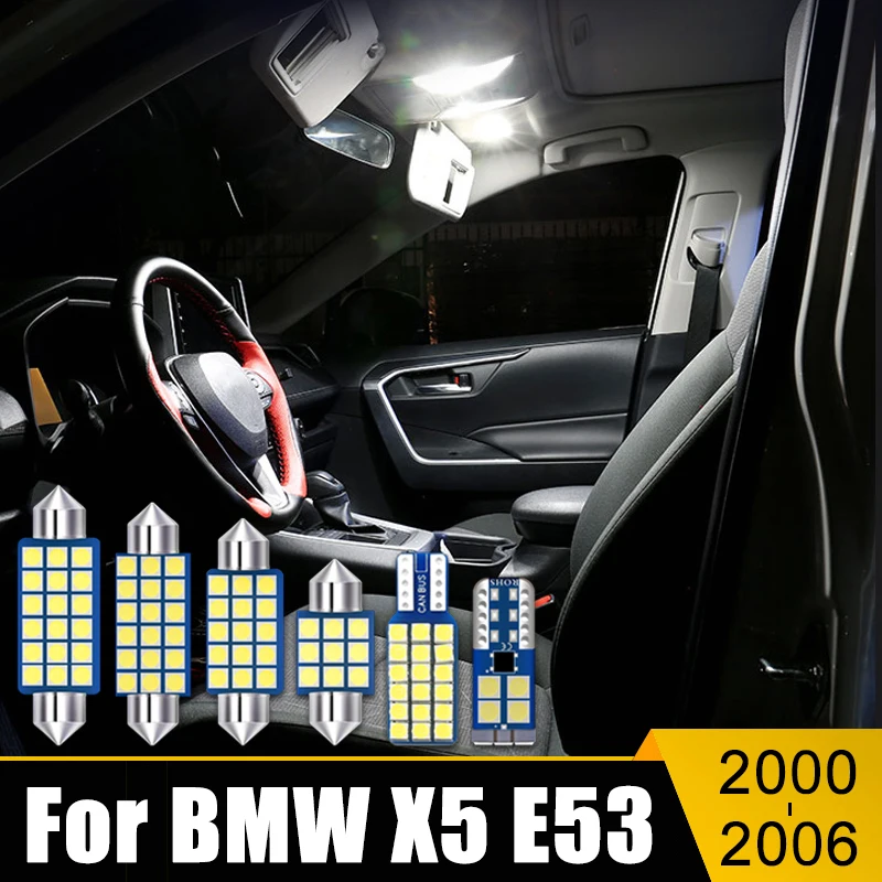 

For BMW X5 E53 2000 2001 2002 2003 2004 2005 2006 11PCS LED Car Dome Reading Lights Vanity Mirror Glove Box Lamps Trunk Bulbs