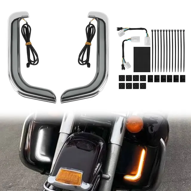 Motocyklowe światło do jazdy LED Fairing Dolne grille Włącz kierunkowskaz dla Harley Touring Street Electra Glide Road Glide 1996-2013