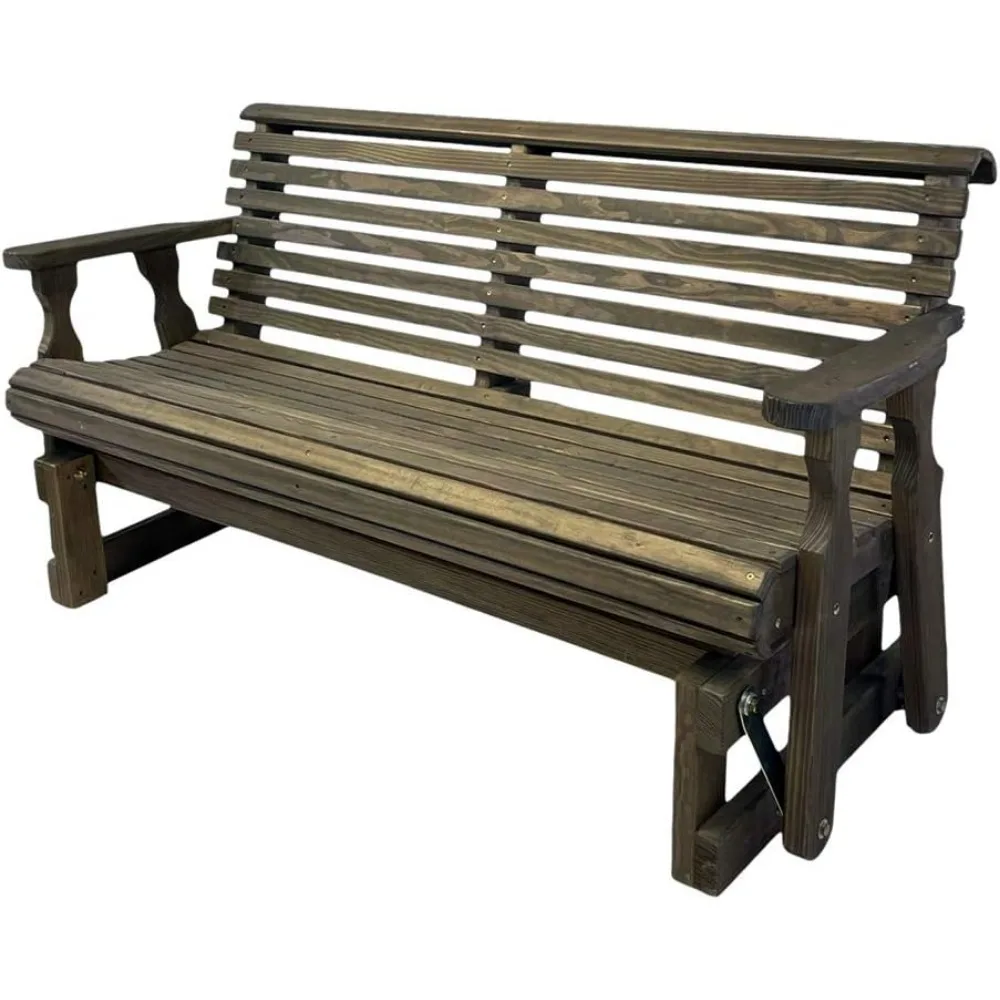 Amish Heavy Duty 800 Lb Roll Back Pressure Treated Porch Glider (4 Foot, Cedar Stain)