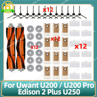 Compatible For Uwant U200 / U200 Pro / Edison 2 Plus U250 Main Side Brush Mop Cloth Hepa Filter Dust Bag Accessories Parts