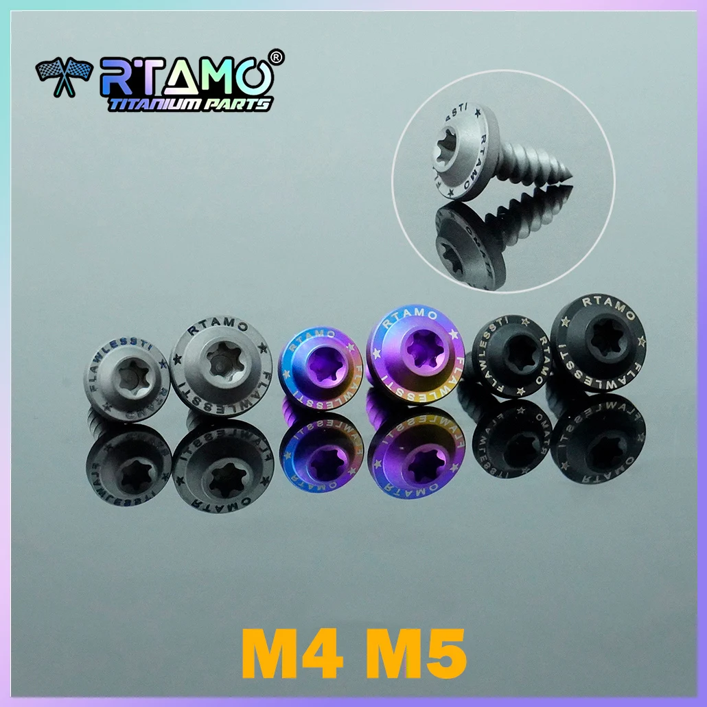 RTAMO Titanium Slef-tapping Bolt M4X15 M5X15mm Sandblasting Surface Frosted Screw for Bike Motorcycle Modification