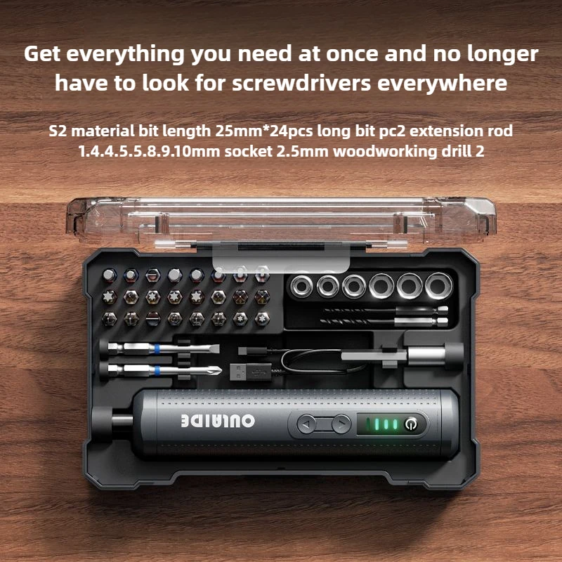 مفك براغي كهربائي، مجموعة مفكات كهربائية قابلة لإعادة الشحن، مجموعة أدوات كابل أوتوماتيكية لإصلاح المنزل من النوع C مع أضواء LED #3