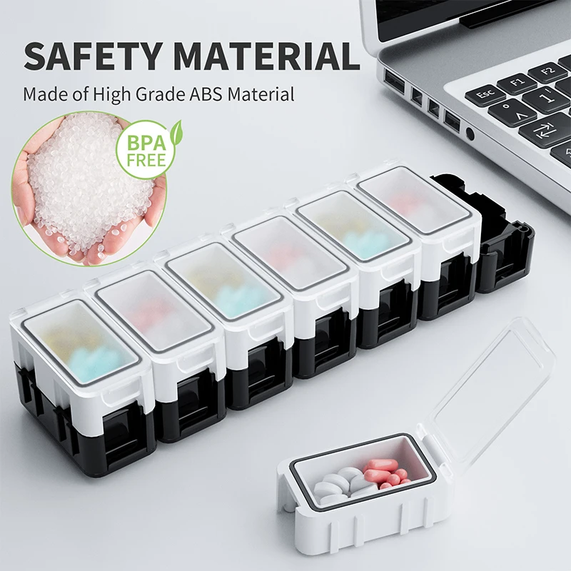 7 Days A Week 14 Compartments Pill Box Multifunctional  Removable Random Combination Sealed Pill Organizer