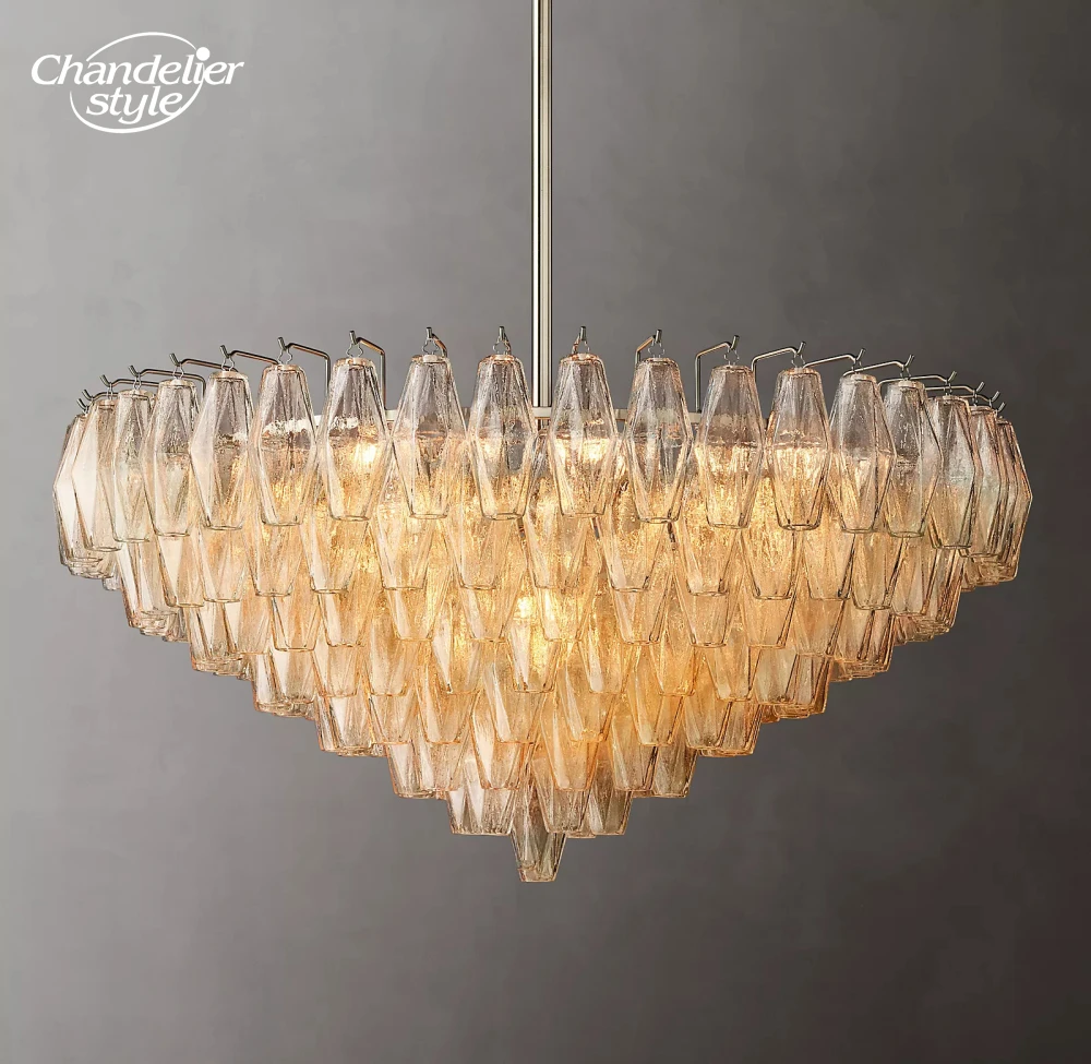 

Modern LED Glass Chandelier Chiara Clear Glass Round Chandeliers Lighting Living Dining Room Hanging Lamps Lustre