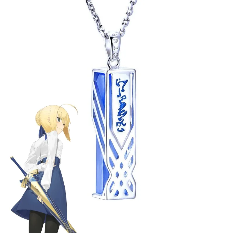 

Anime Game Fate Peripheral Blue Pendant Necklaces Altria Pendragon Avalon Fashion Collect Gifts