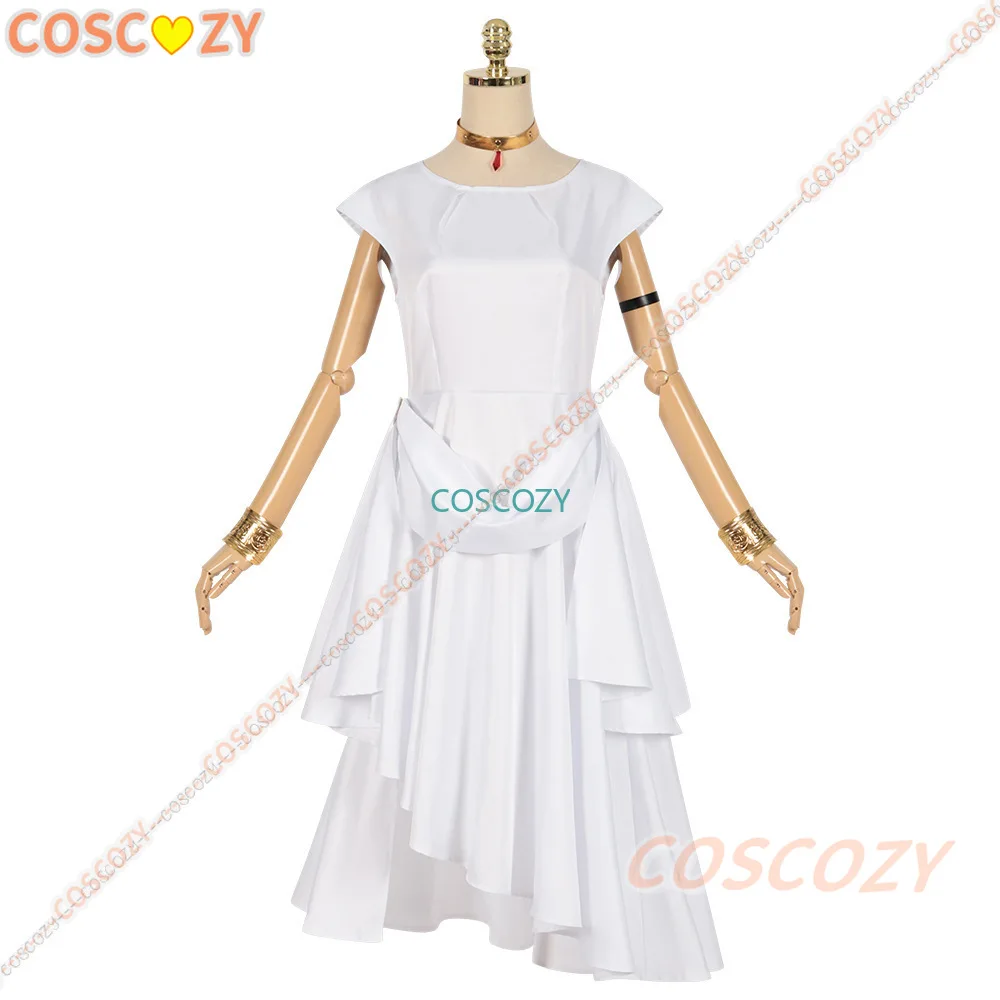 Anime Sousou No Frieren Flamme Cosplay Kostüm Cosplay Frieren Meister weiß langes Kleid Ohrringe Halskette Set Frau Kleidung