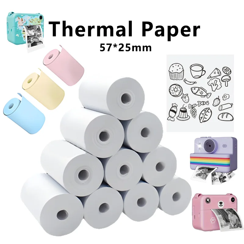 10 rolos de papel de impressora térmica para câmeras instantâneas, 65gsm acabamento suave recargas de impressão fotográfica reciclável, sem BPA, sem necessidade de tinta