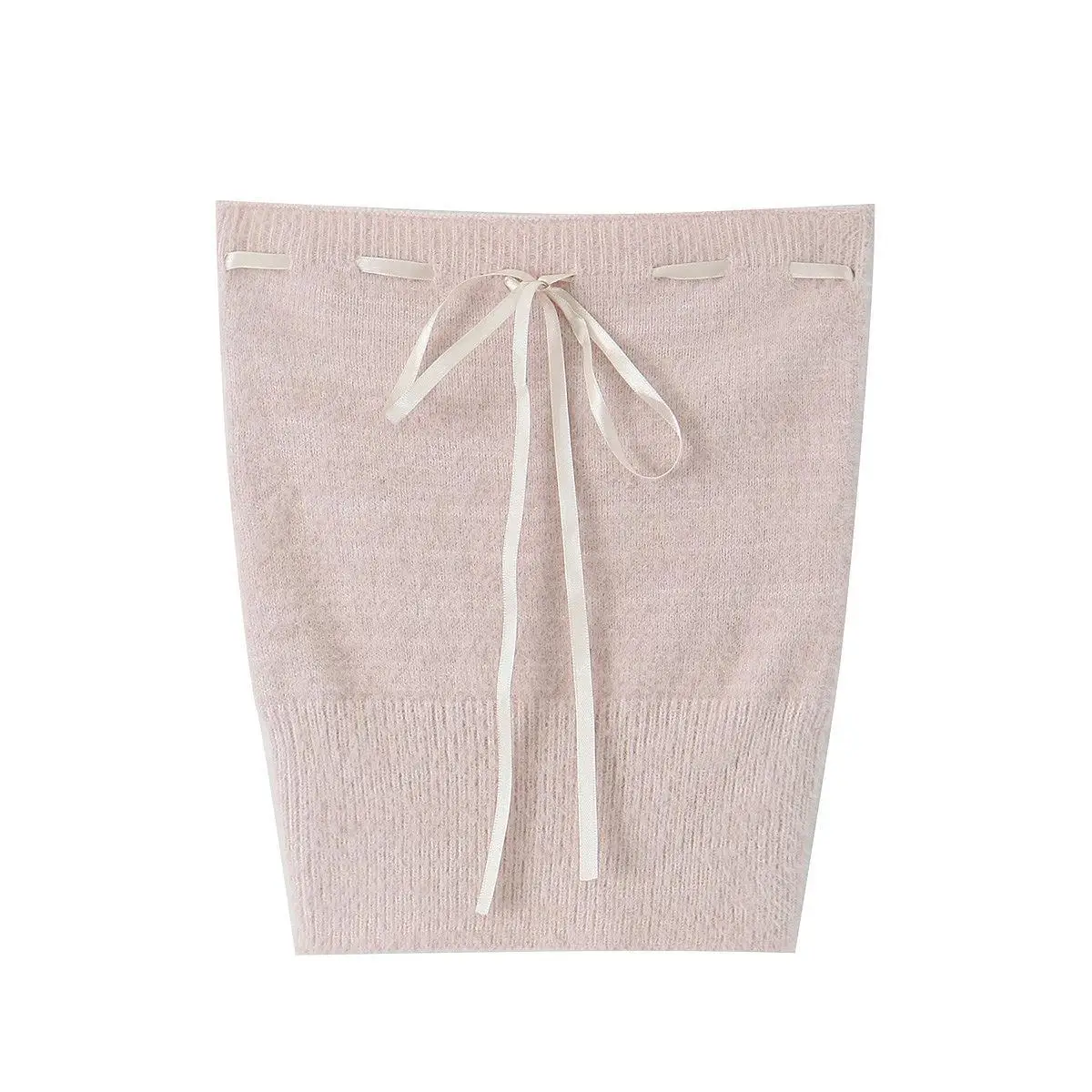 Women 2pcs Not Your Rose Soft EFFY BOLERO Set Beige Black Pink Ribbon Tube Top Cardigan