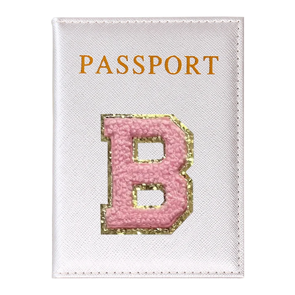 Capa para passaporte de couro pu, capa para cartão, série de letras rosa, capa para passaporte, mundo, fino, viagem, porta-passaporte, carteira, presente