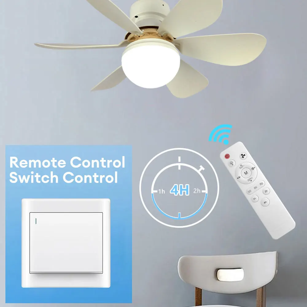 Ceiling Fans For Bedroom Living Room Ceiling Fans With Remote Control Light LED Lamp Fan E27 Silent Small Fan Light AC85-265V