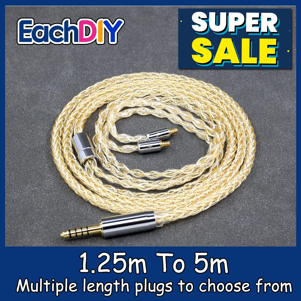 

8 Core 99% 7n Pure Silver 24k Gold Plated Earphone Cable For Audio Technica ATH-CKR100 CKR90 CKS1100 CKR100IS CKS1100IS LN008812