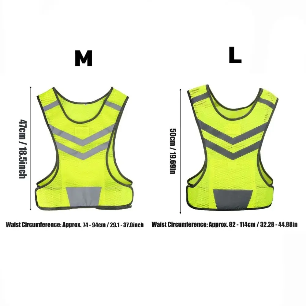 Fluorescent Yellow Reflective Safety Vest Polyester Adjustable High Visibility Vest Breathable Mesh