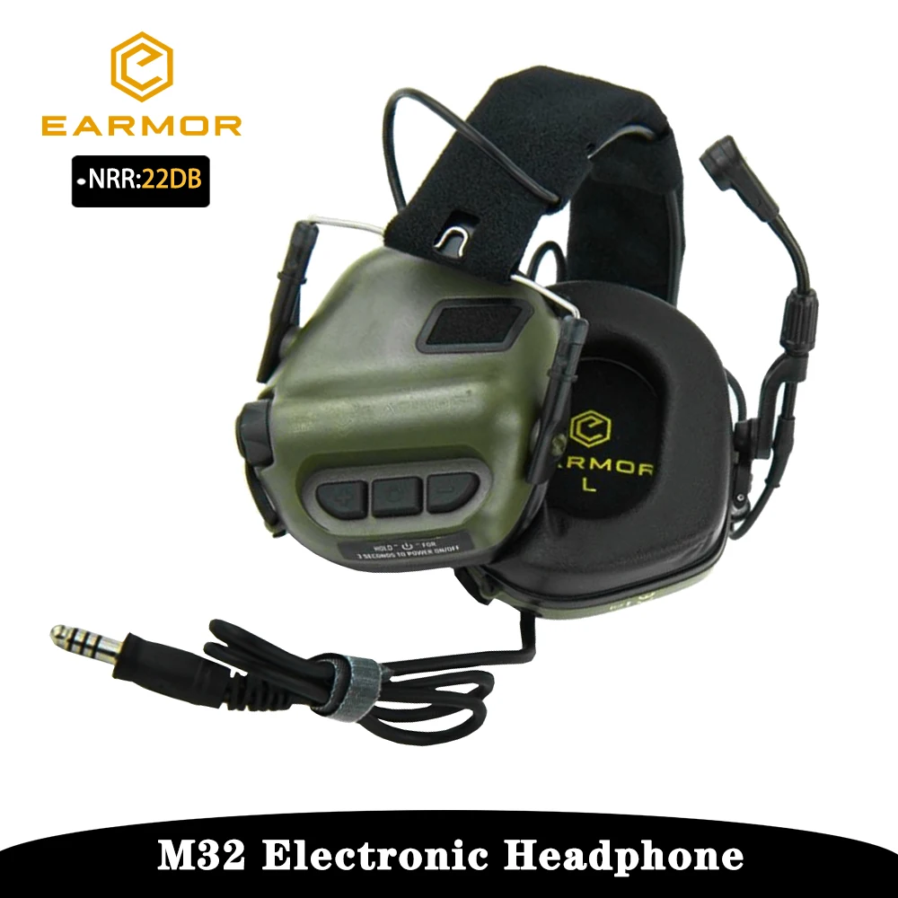 

EARMOR M32 Electronic Headset,Noise Reduction 22,Detachable External Communication Microphone,Airsoft Headband Tactical Earmuffs