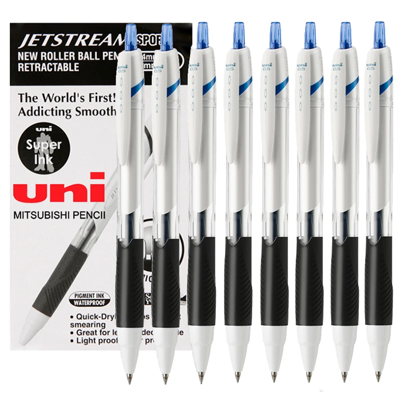 12 Pcs/box UNI Gel Pen SXN-155 Quick Dry Medium Oil Pen Jetstream 0.5mm Red Blue Black Press Type Ballpoint Pen School Supplies