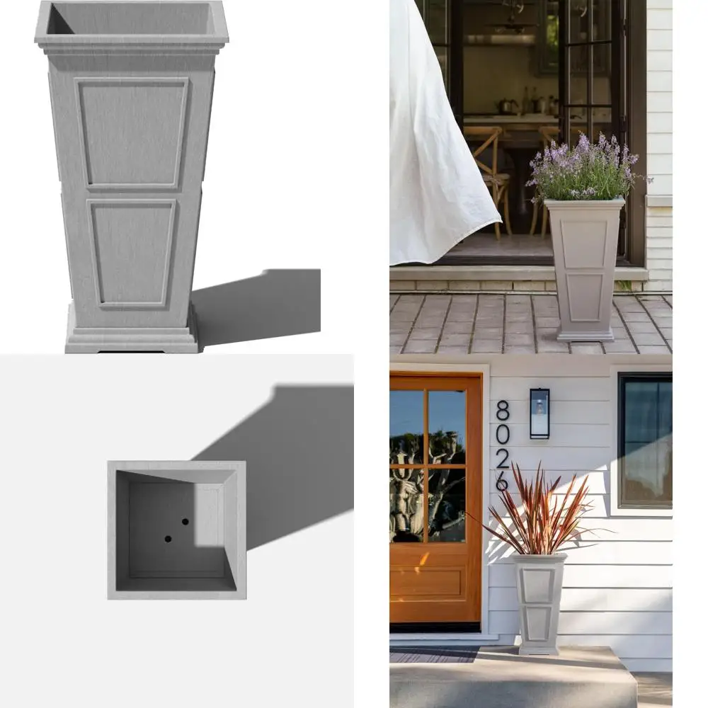 

Large Outdoor Tall Plastic Planter for Front Porch - Crack Resistant, All-Weather, Classic Estate Style
