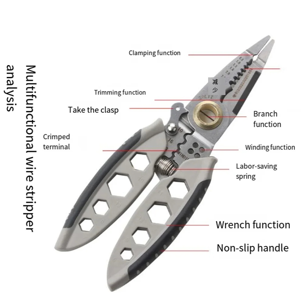 7 Inch Multipurpose Wire Stripper Professional Tool Electrician Crimpe Pliers For Wire Stripping Cable Cutters Hand Tool 16 In 1