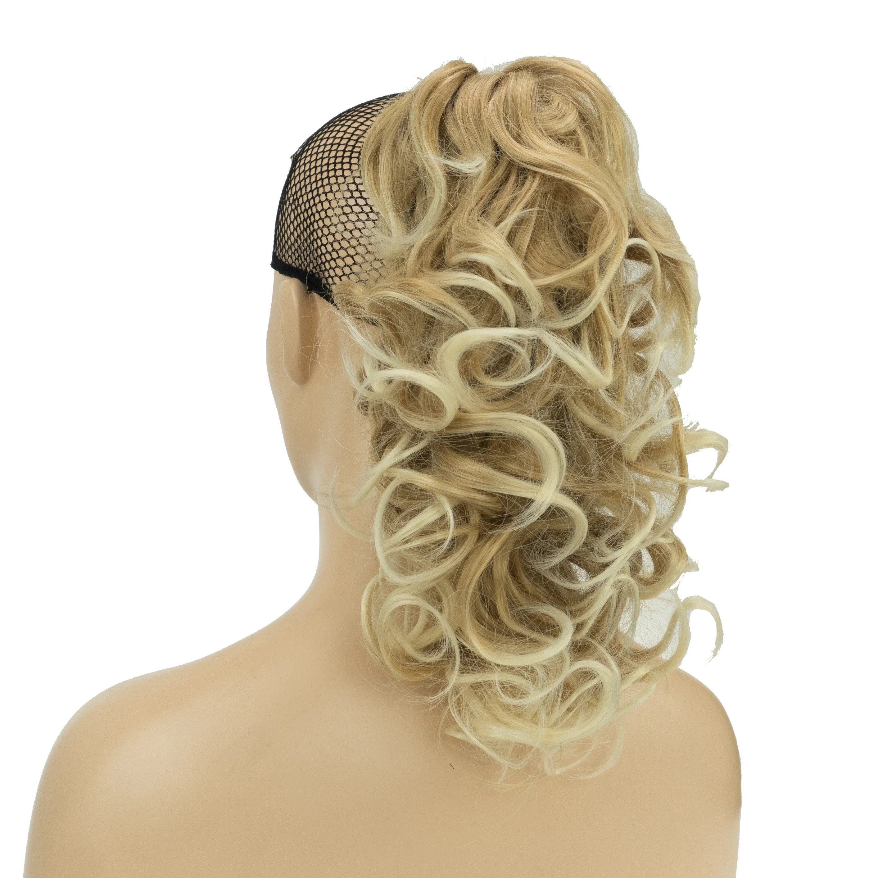 Soowee Messy Curly Black to Gray High Temperature Fiber Little Pony Tail Hairpiece Synthetic Hair Extensions Claw Ponytail