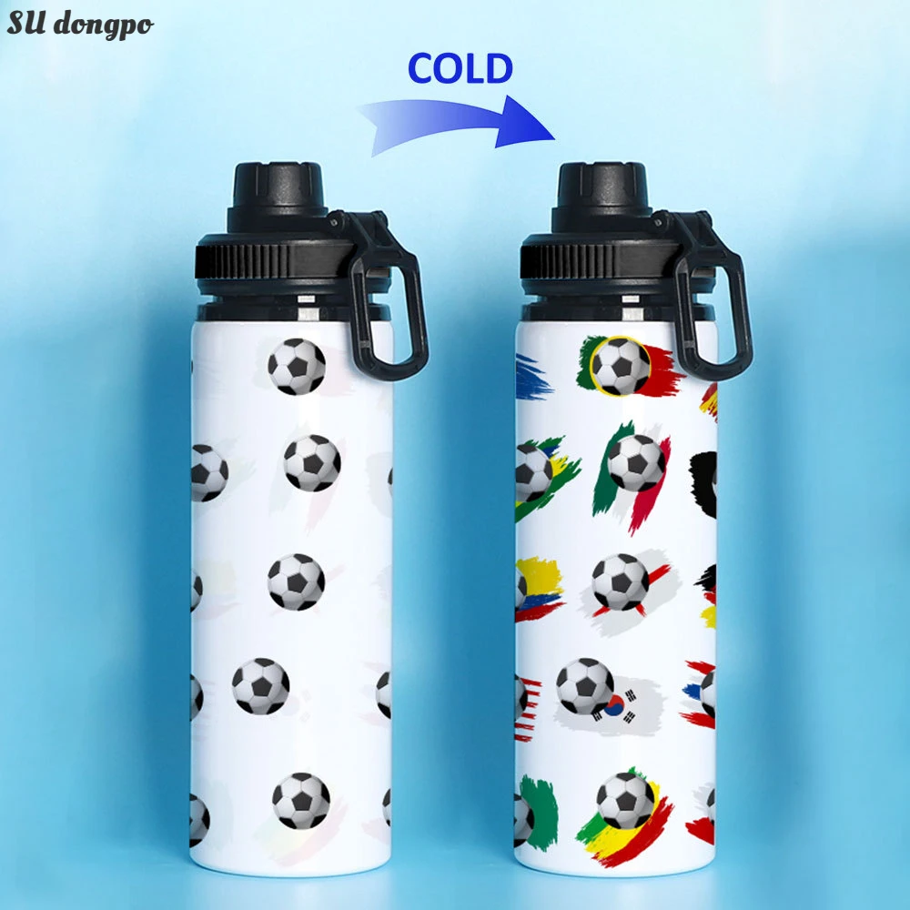 New Football Bottle Color-changing Outdoor Sports Water Bottle Stainless Steel Riding Fitness Aluminum Water Brief Bottle